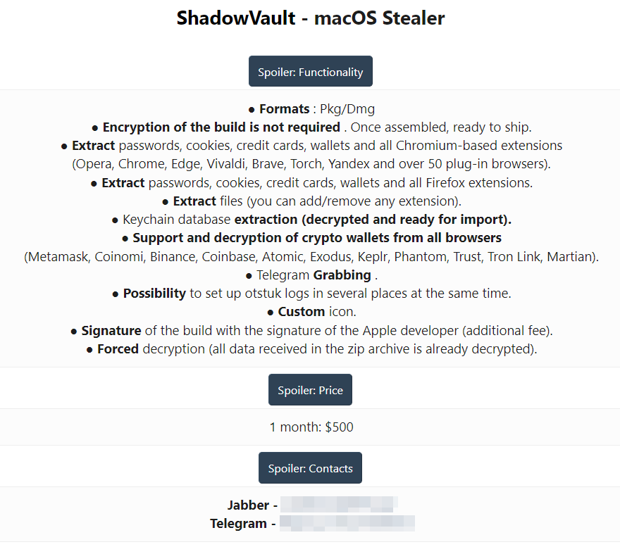 macOS 恶意软件 ShadowVault 曝光：会窃取用户密码等信息