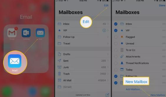 如何在苹果iOS邮件应用程序中创建自定义文件夹