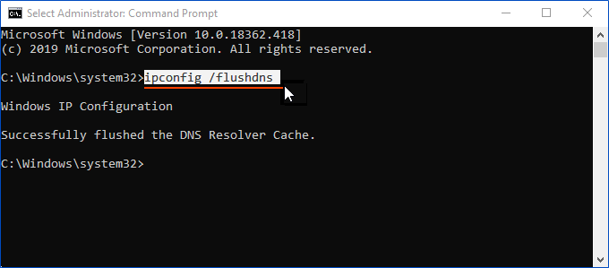 刷新 Windows 上的 DNS 缓存