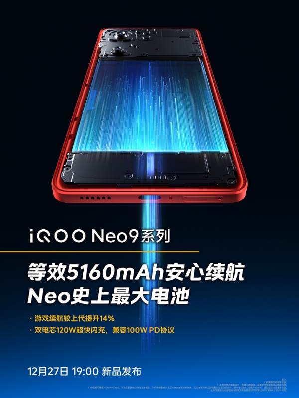 iQOO Neo9全系标配6K天幕VC：导热性提升26%