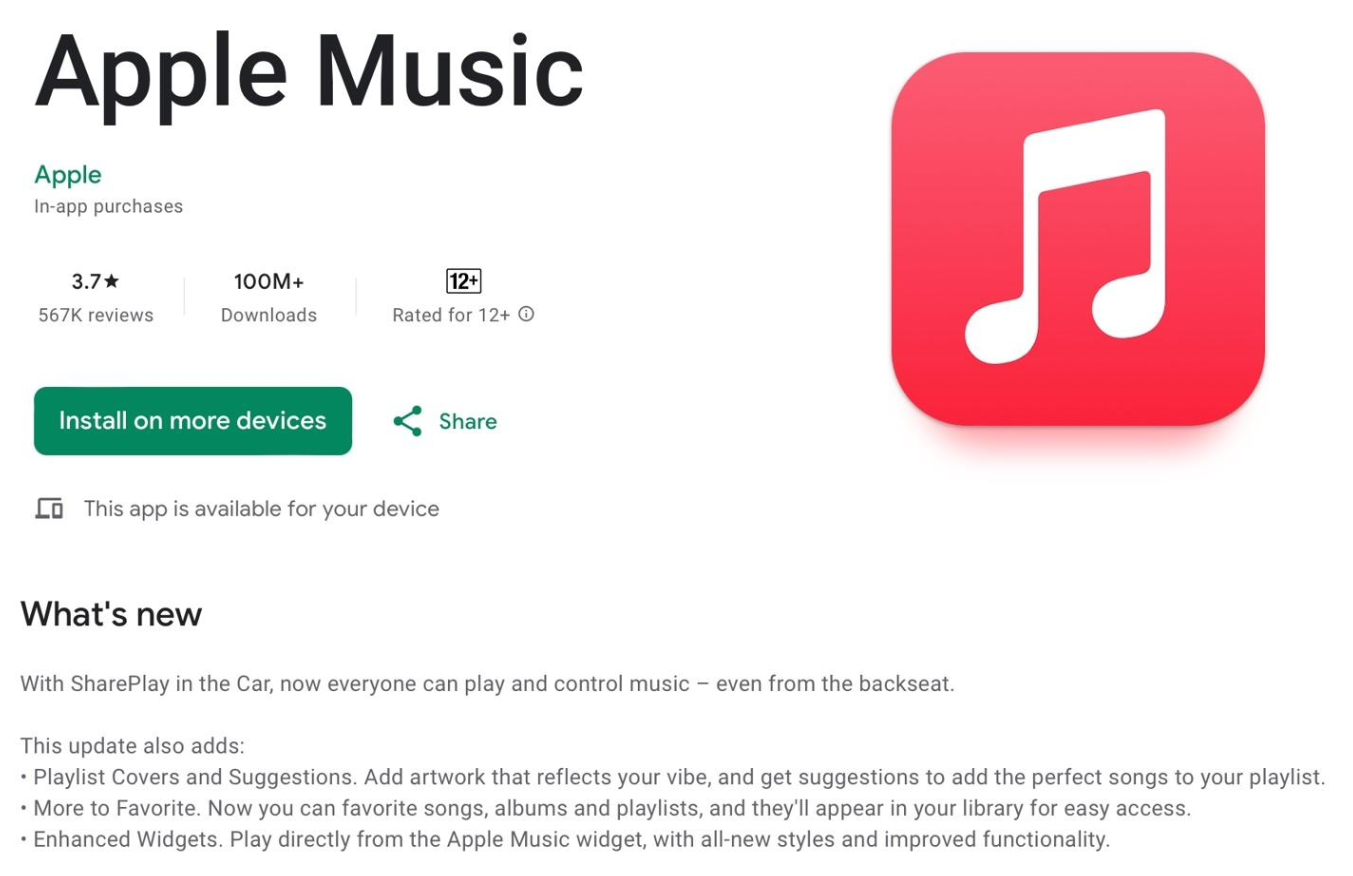 苹果更新安卓版 Apple Music，新增“协作播放列表”等功能