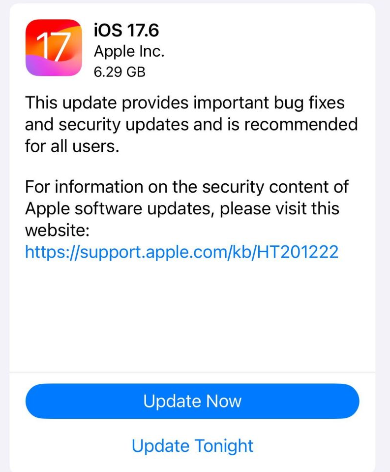 苹果 iOS 17.6 RC 发布：包含重要修复和安全更新，推荐所有用户升级