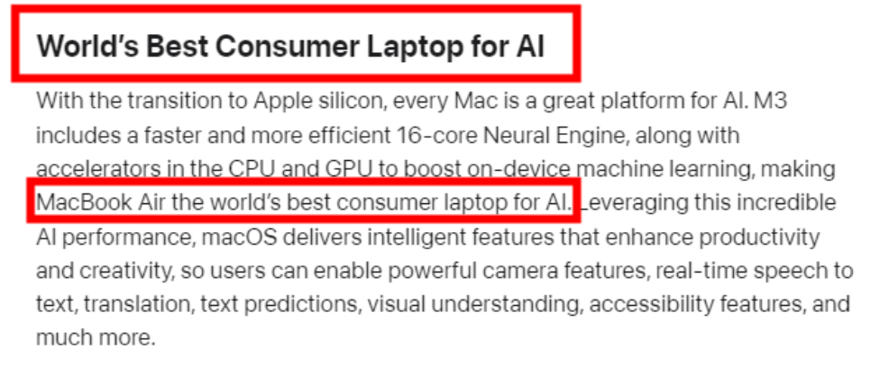 苹果宣称：新款 MacBook Air 是“用于 AI 的全球最佳消费级笔记本电脑”