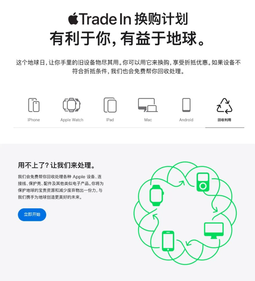 苹果迎接地球日，更新官网换购和回收页面